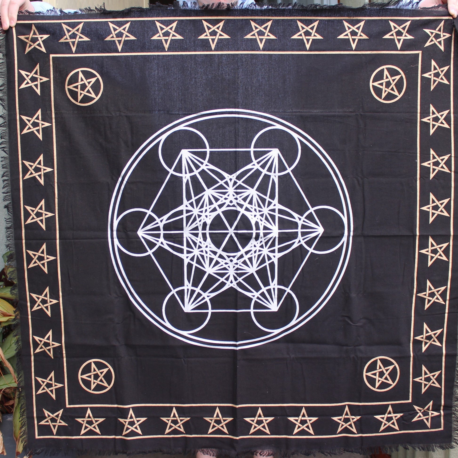 Celtic Metatron Sacred Geometry Crystal Grid Cloth from India 970 mm Rocks and Things