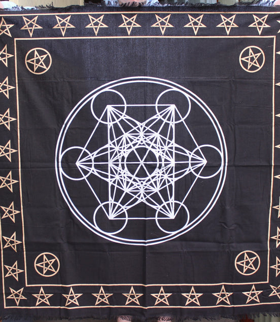 Celtic Metatron Sacred Geometry Crystal Grid Cloth from India 970 mm Rocks and Things