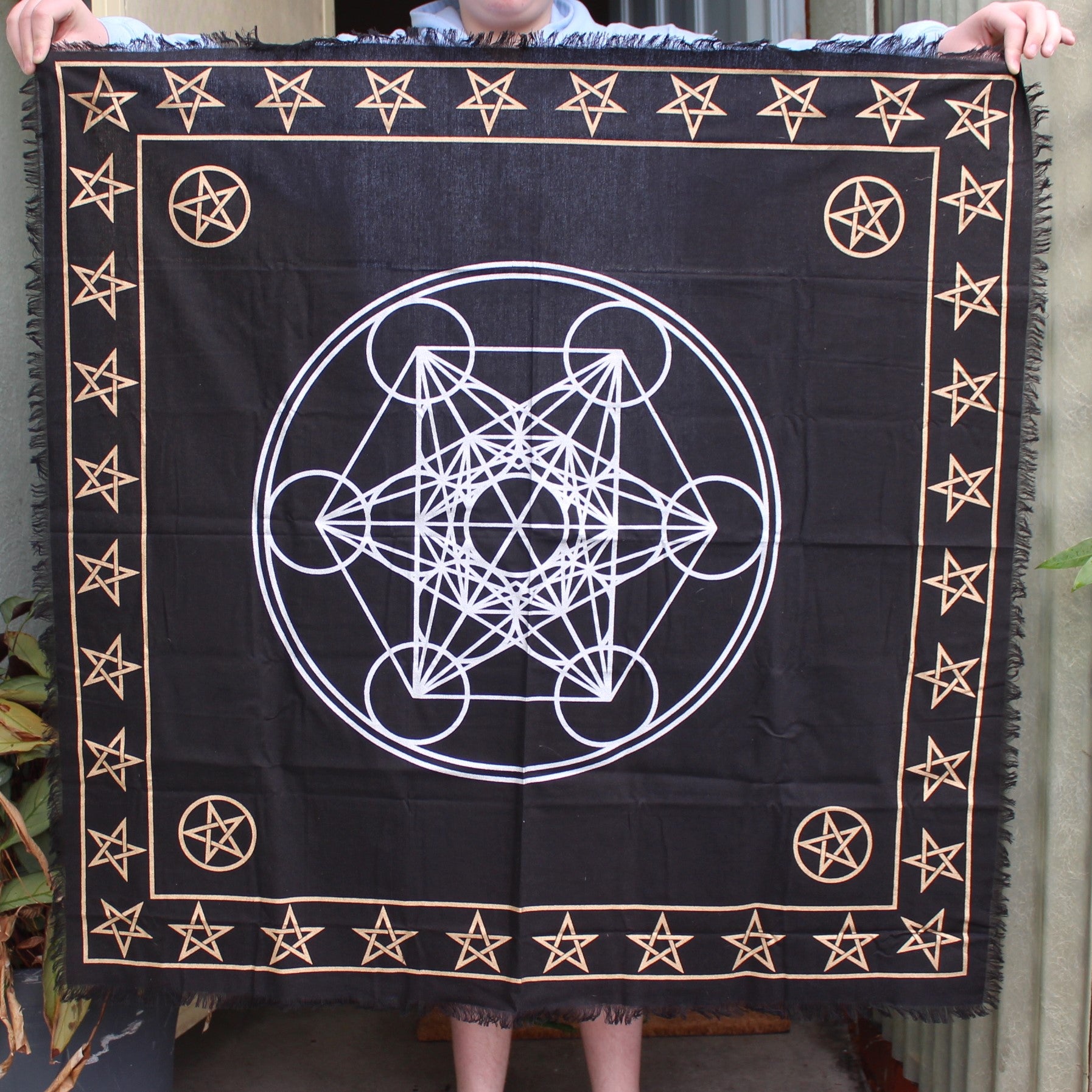 Celtic Metatron Sacred Geometry Crystal Grid Cloth from India 970 mm Rocks and Things