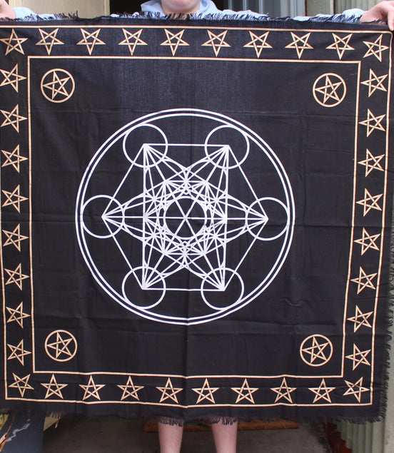 Celtic Metatron Sacred Geometry Crystal Grid Cloth from India 970 mm Rocks and Things