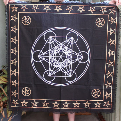 Celtic Metatron Sacred Geometry Crystal Grid Cloth from India 970 mm