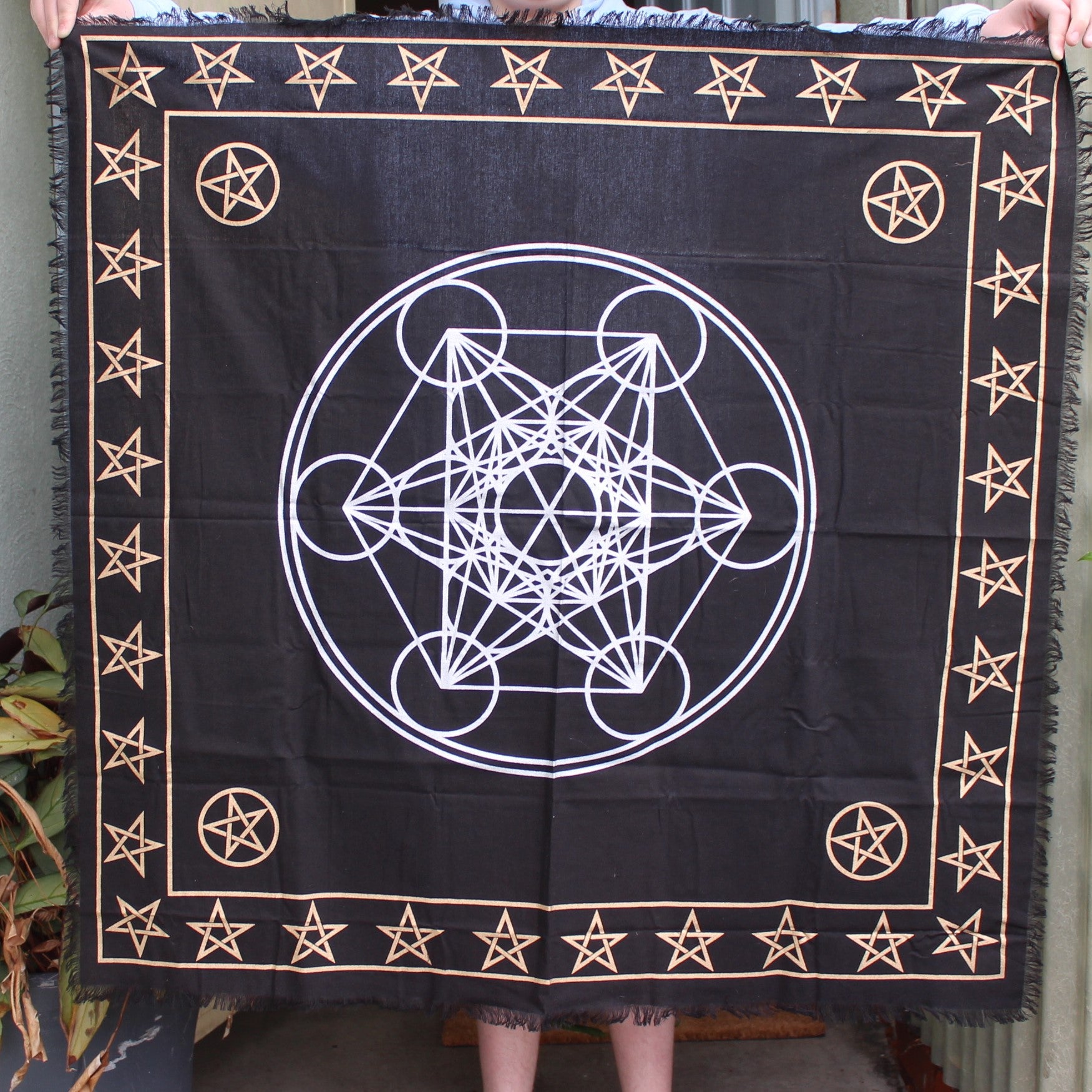 Celtic Metatron Sacred Geometry Crystal Grid Cloth from India 970 mm Rocks and Things