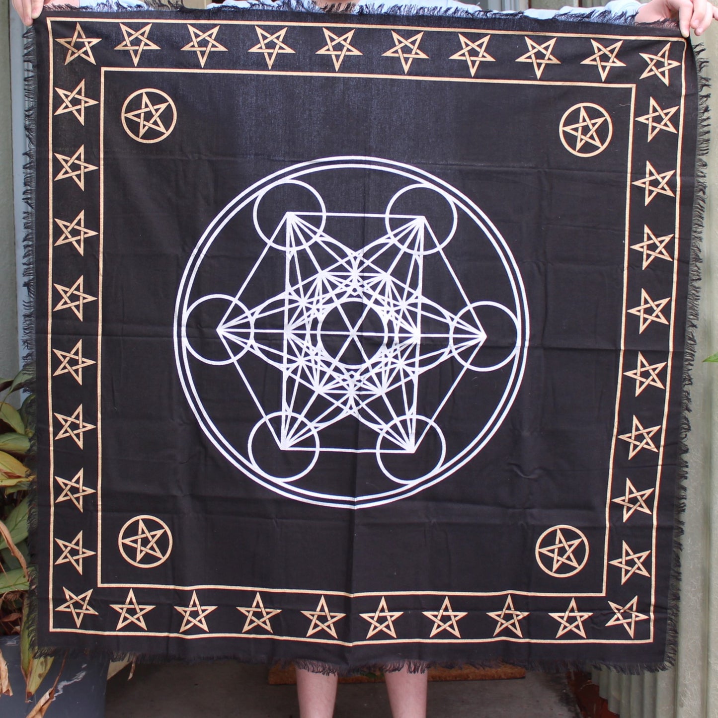 Celtic Metatron Sacred Geometry Crystal Grid Cloth from India 970 mm Rocks and Things