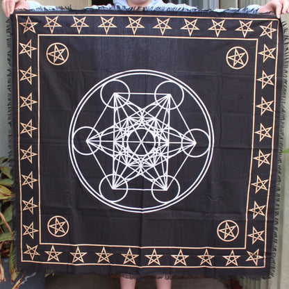 Celtic Metatron Sacred Geometry Crystal Grid Cloth from India 970 mm Rocks and Things