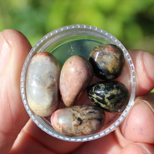 Rhodonite 4/5 tiny tumbled stone 12-19g Rocks and Things