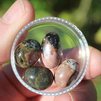 Rhodonite 4/5 tiny tumbled stone 12-19g