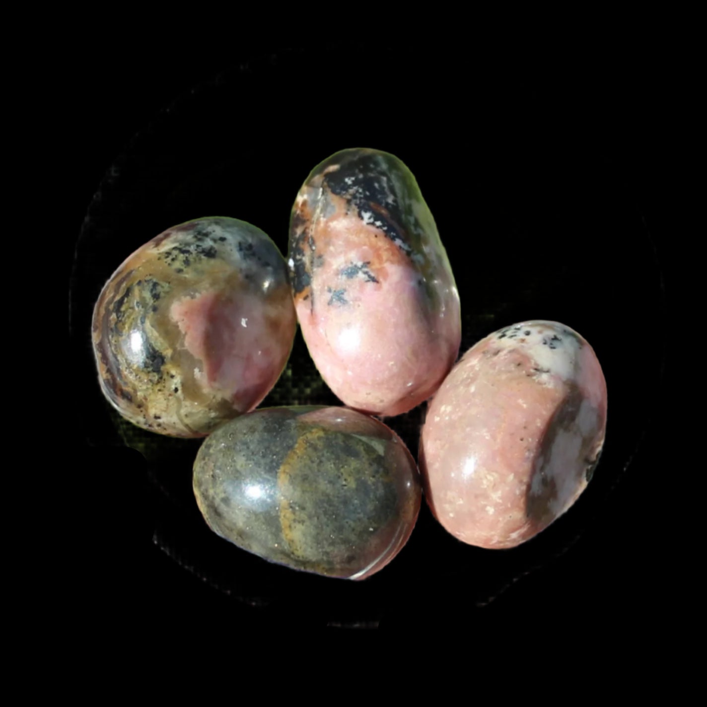 Rhodonite 4/5 tiny tumbled stone 12-19g in sunlight - Rocks and Things Store
