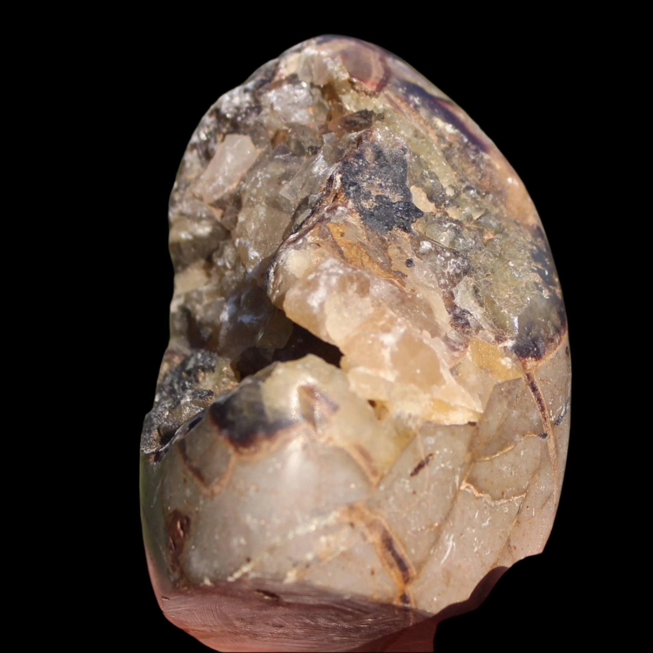 Septarian Dragon Stone geode egg 329g in sunshine - Rocks and Things Store