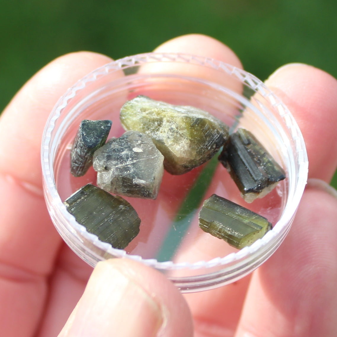 Green Tourmaline tiny crystals 6g