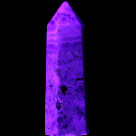 Claybank Agate Marquise wand 59g in UV light - Rocks and Things Store
