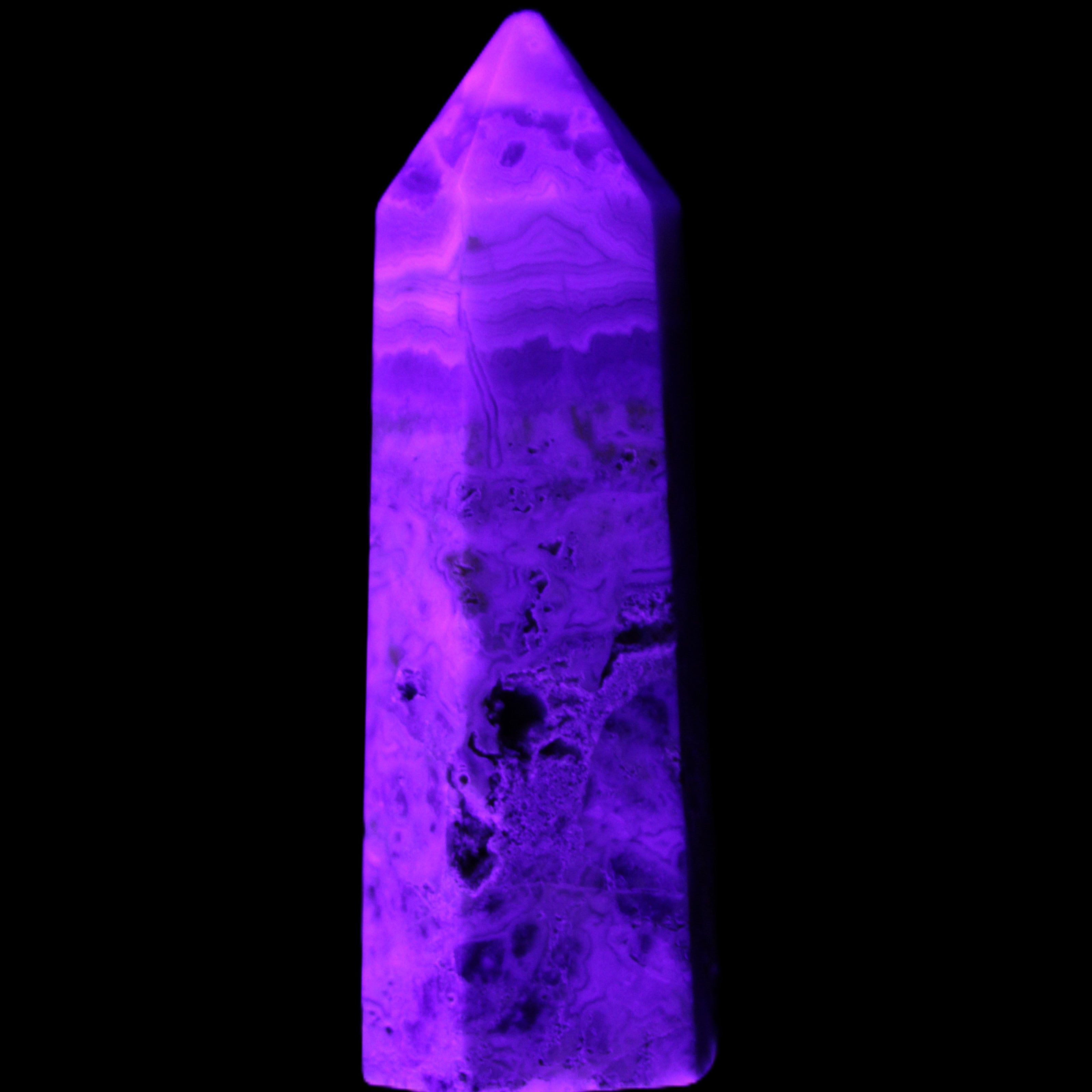 Claybank Agate Marquise wand 59g in UV light - Rocks and Things Store