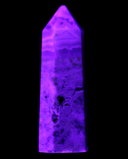 Claybank Agate Marquise wand 59g in UV light - Rocks and Things Store