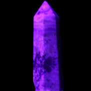 Claybank Agate Marquise wand 59g in UV light - Rocks and Things Store