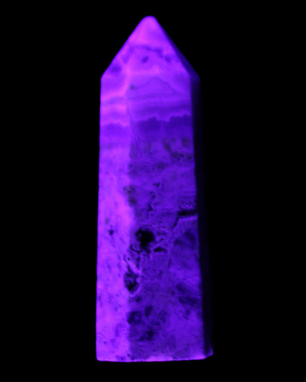 Claybank Agate Marquise wand 59g in UV light - Rocks and Things Store