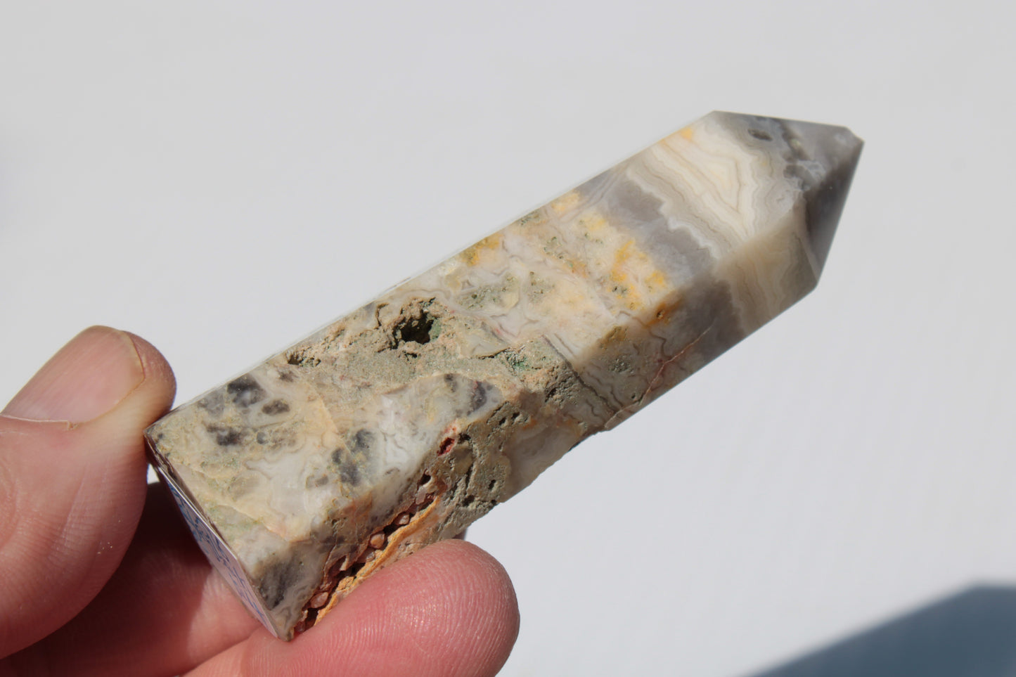 Marquise Claybank Crazy Lace Agate wand 59g