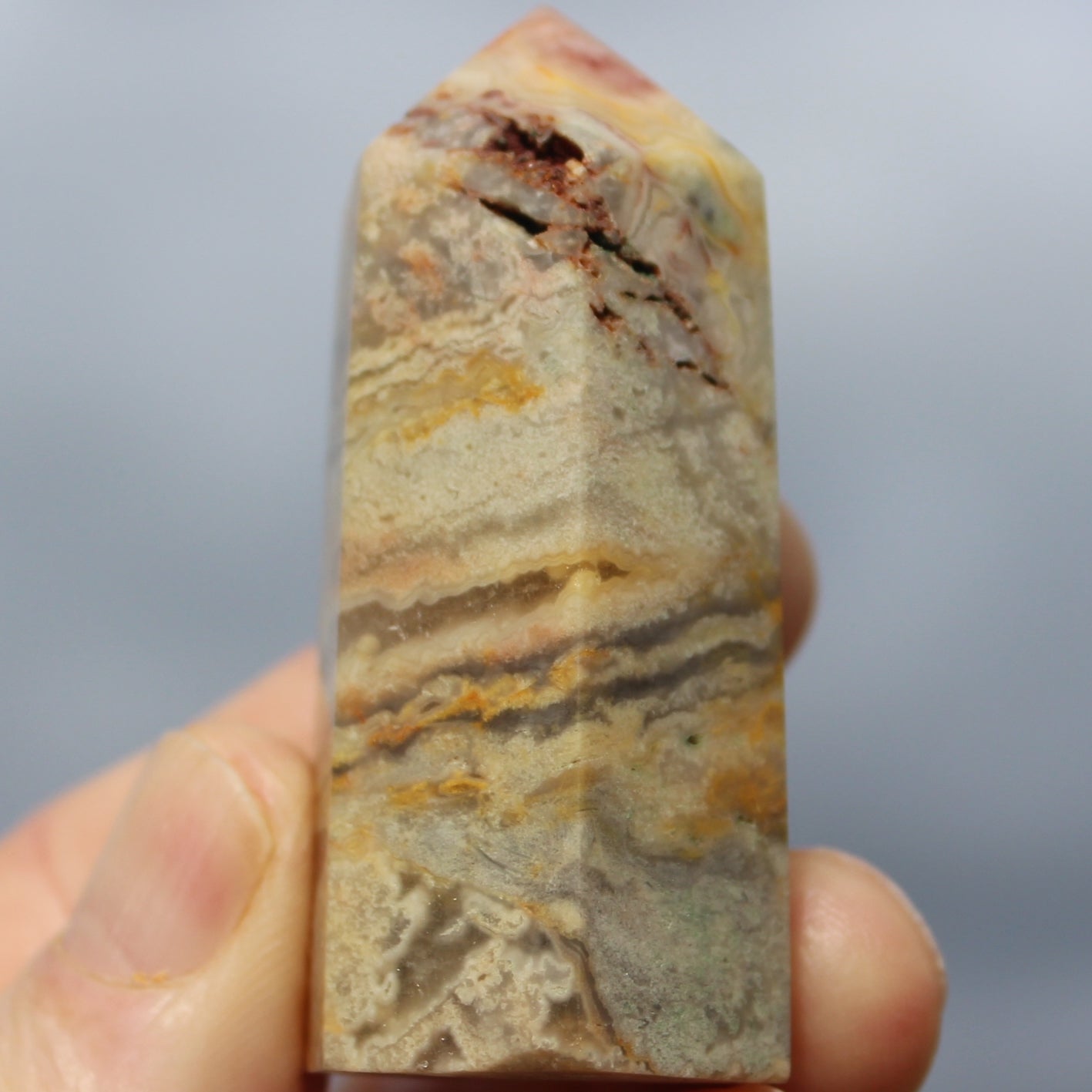 Marquise Claybank Crazy Lace Agate wand 59g
