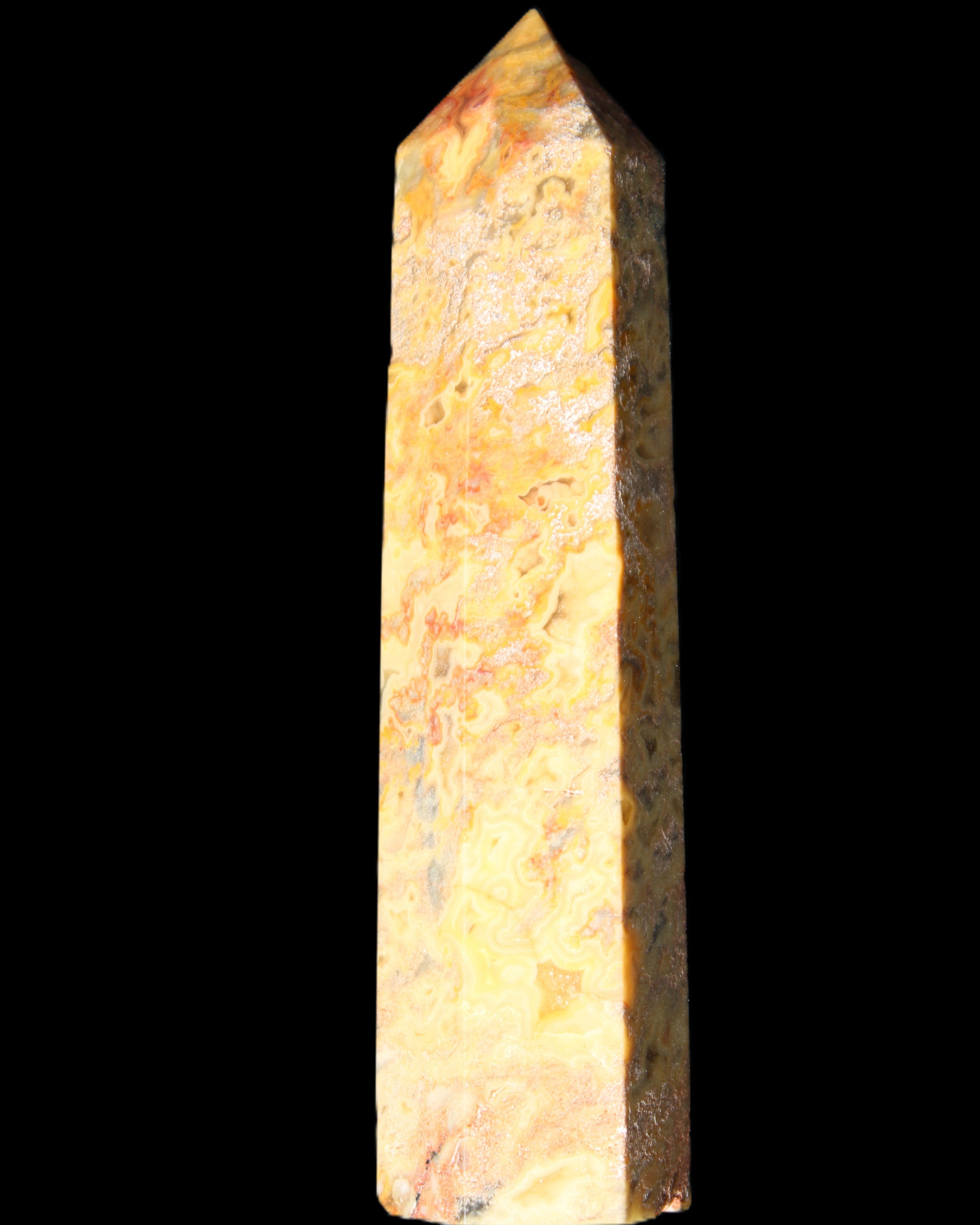 Claybank Agate Marquise wand 107g in sunlight - Rocks and Things Store