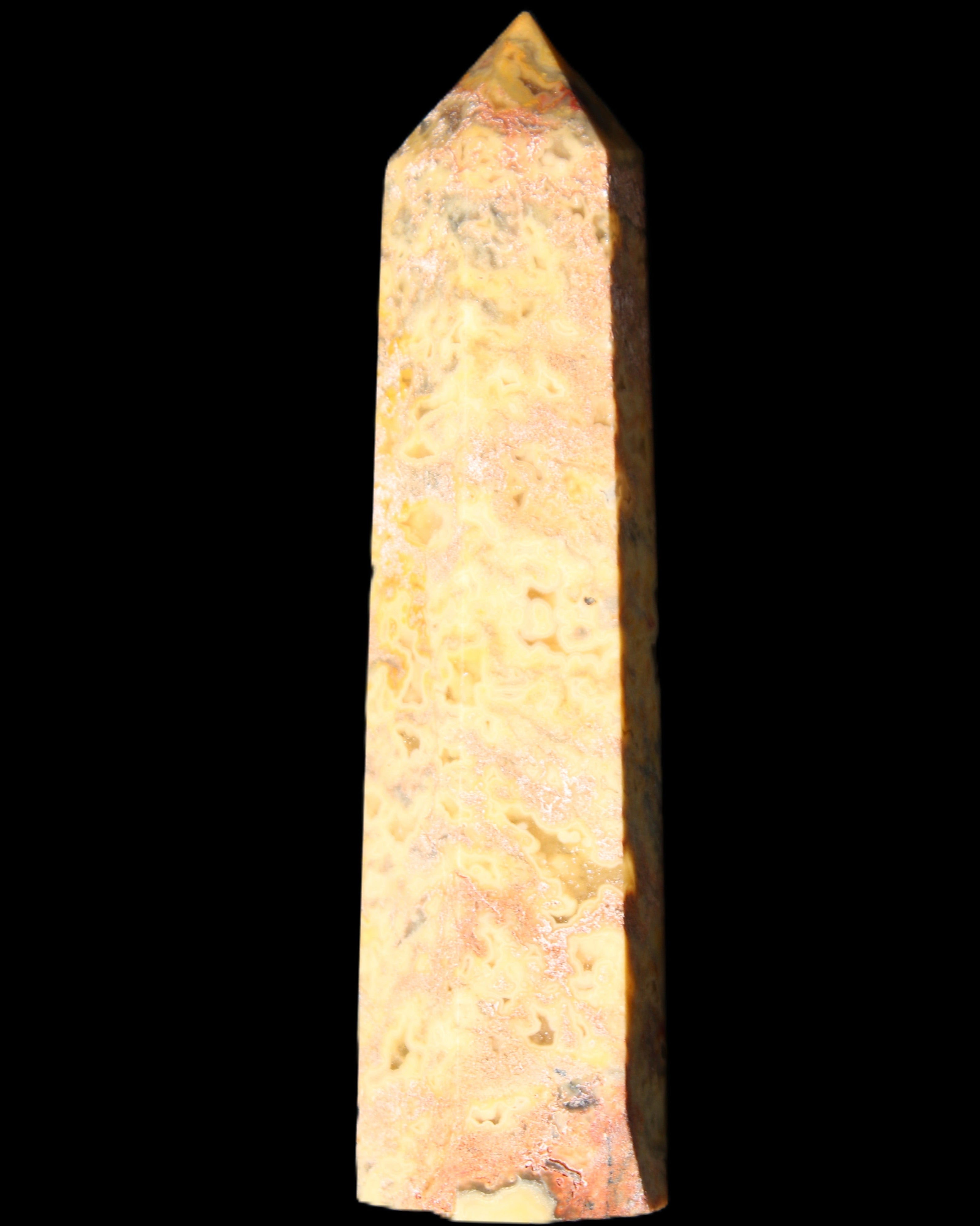 Claybank Agate Marquise wand 107g in sunlight - Rocks and Things Store