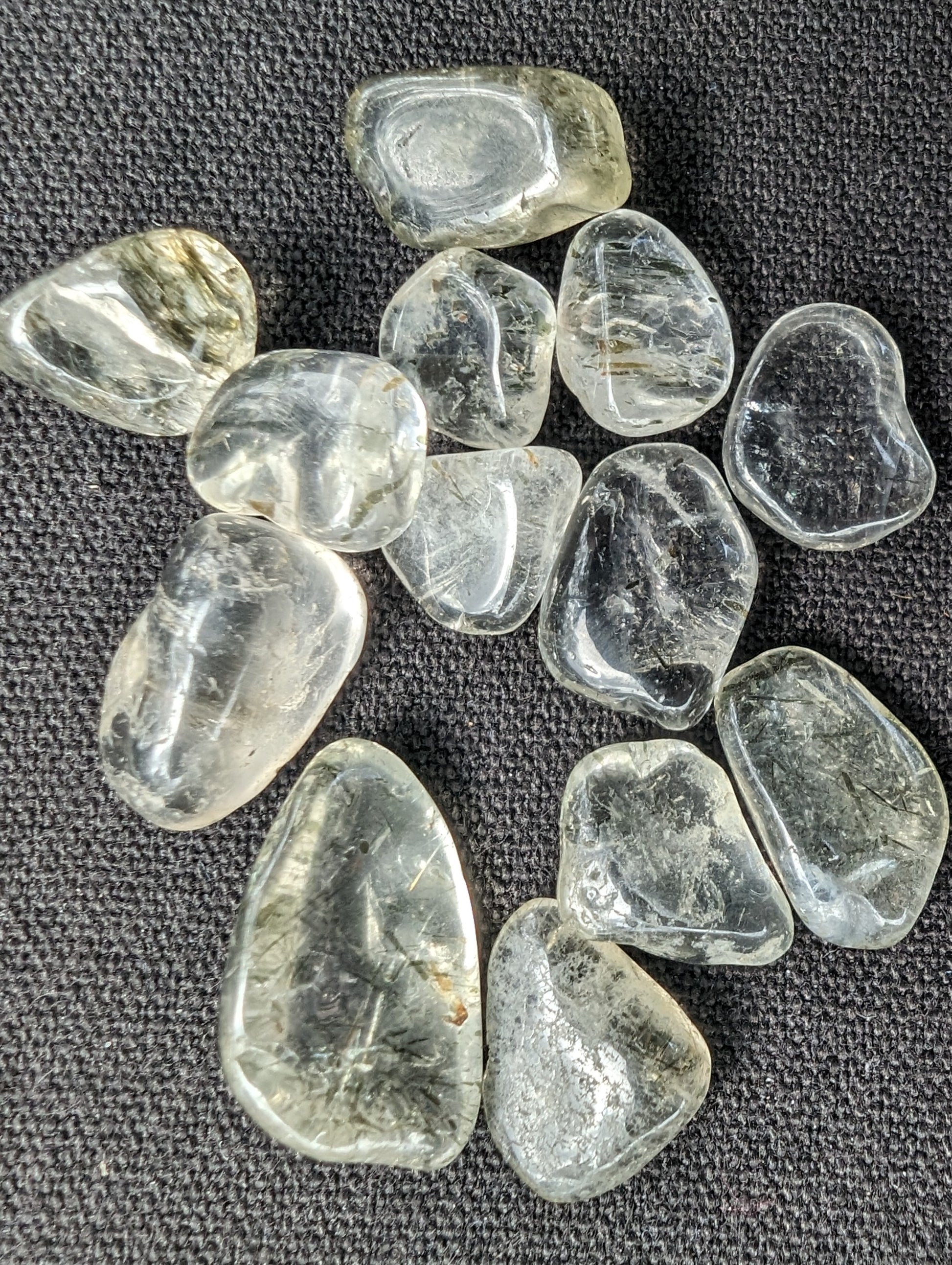 Green hair Tourmaline in Clear Quartz tiny 10g Rocks and Things