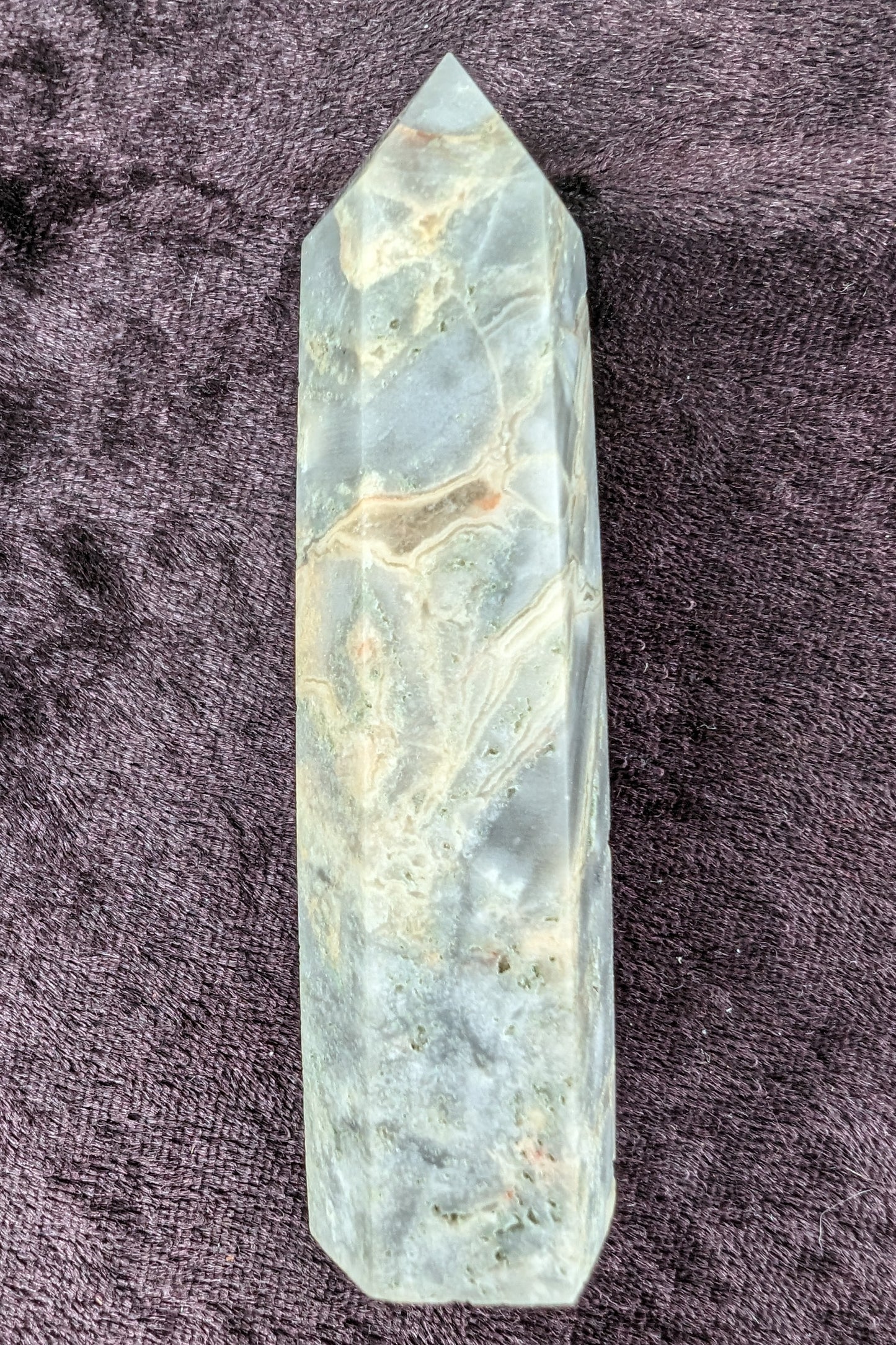 Claybank Agate Marquise wand 74g Rocks and Things