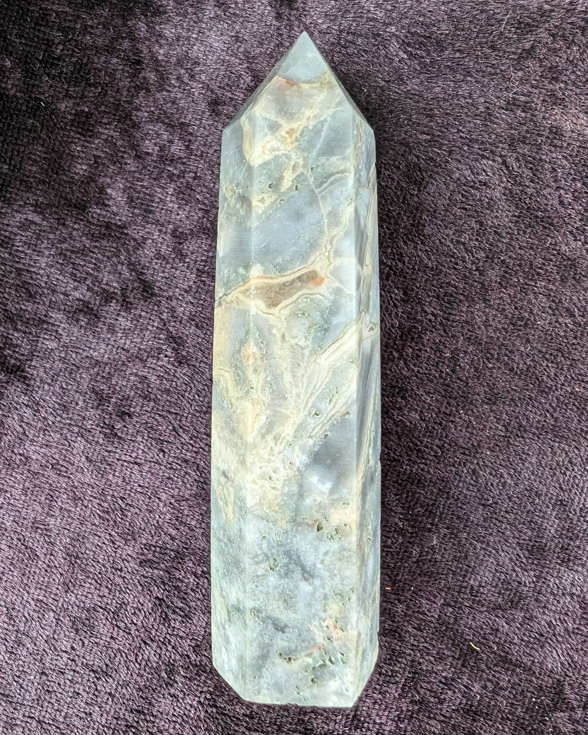 Claybank Agate Marquise wand 74g Rocks and Things