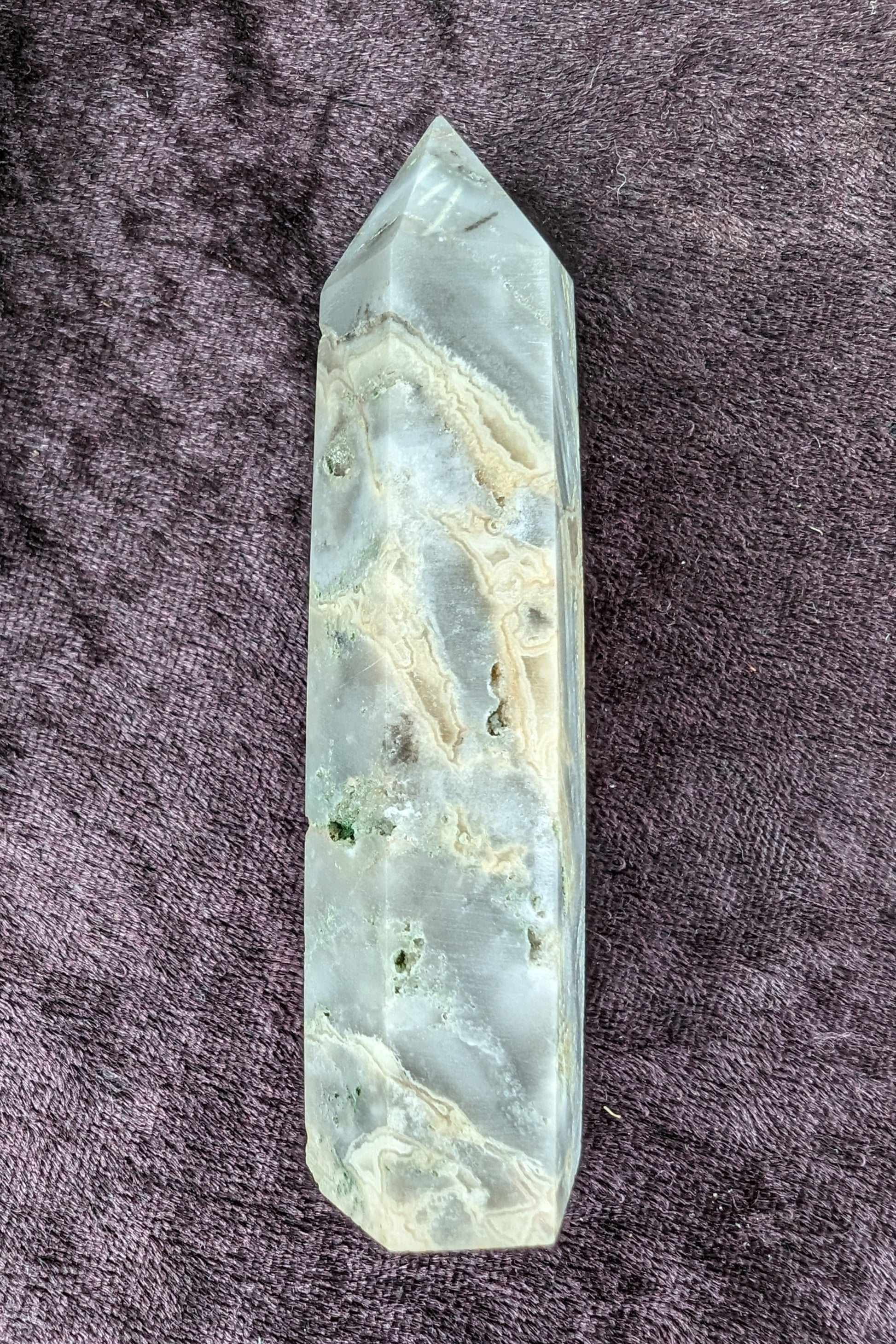 Claybank Agate Marquise wand 74g Rocks and Things