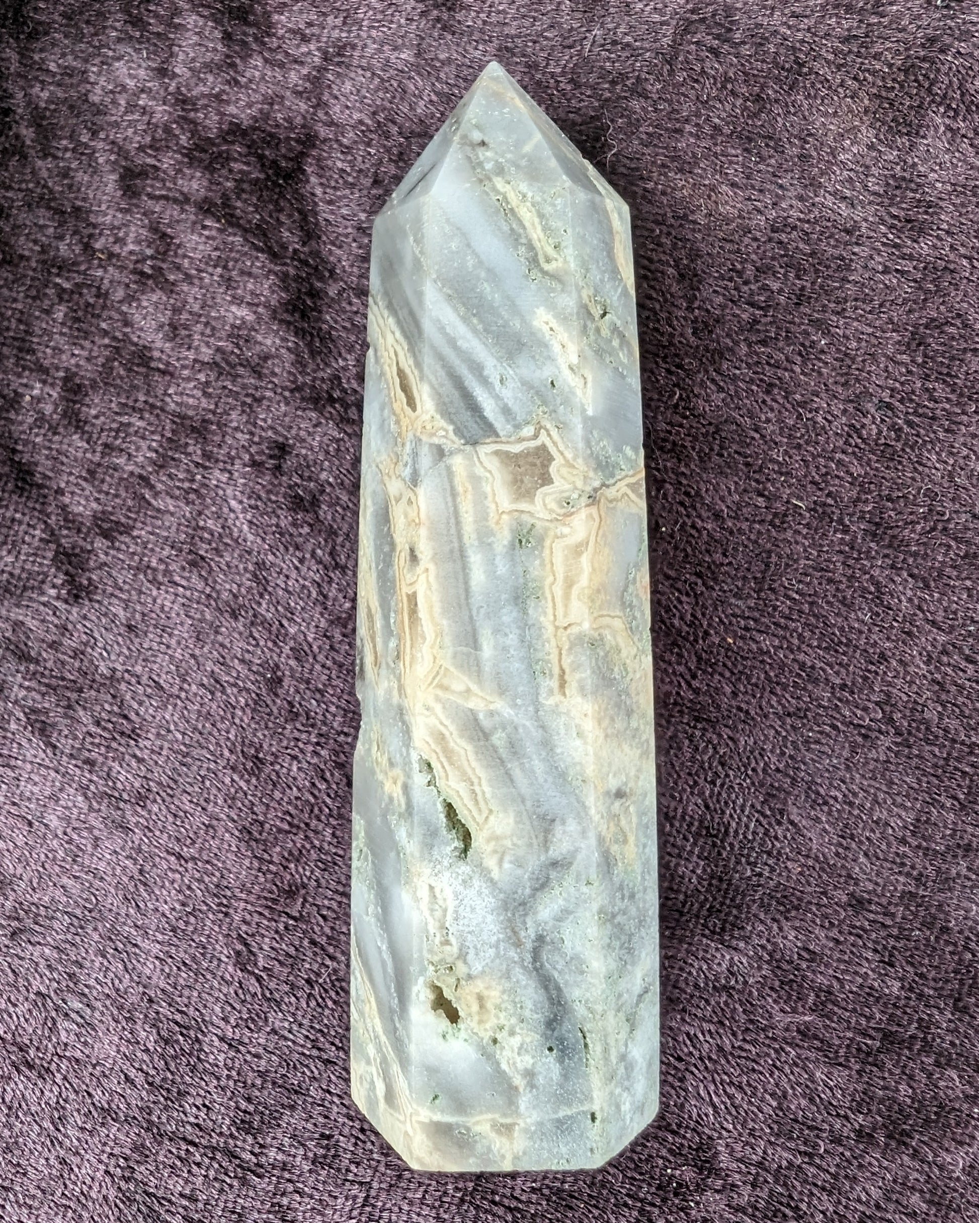 Claybank Agate Marquise wand 74g Rocks and Things