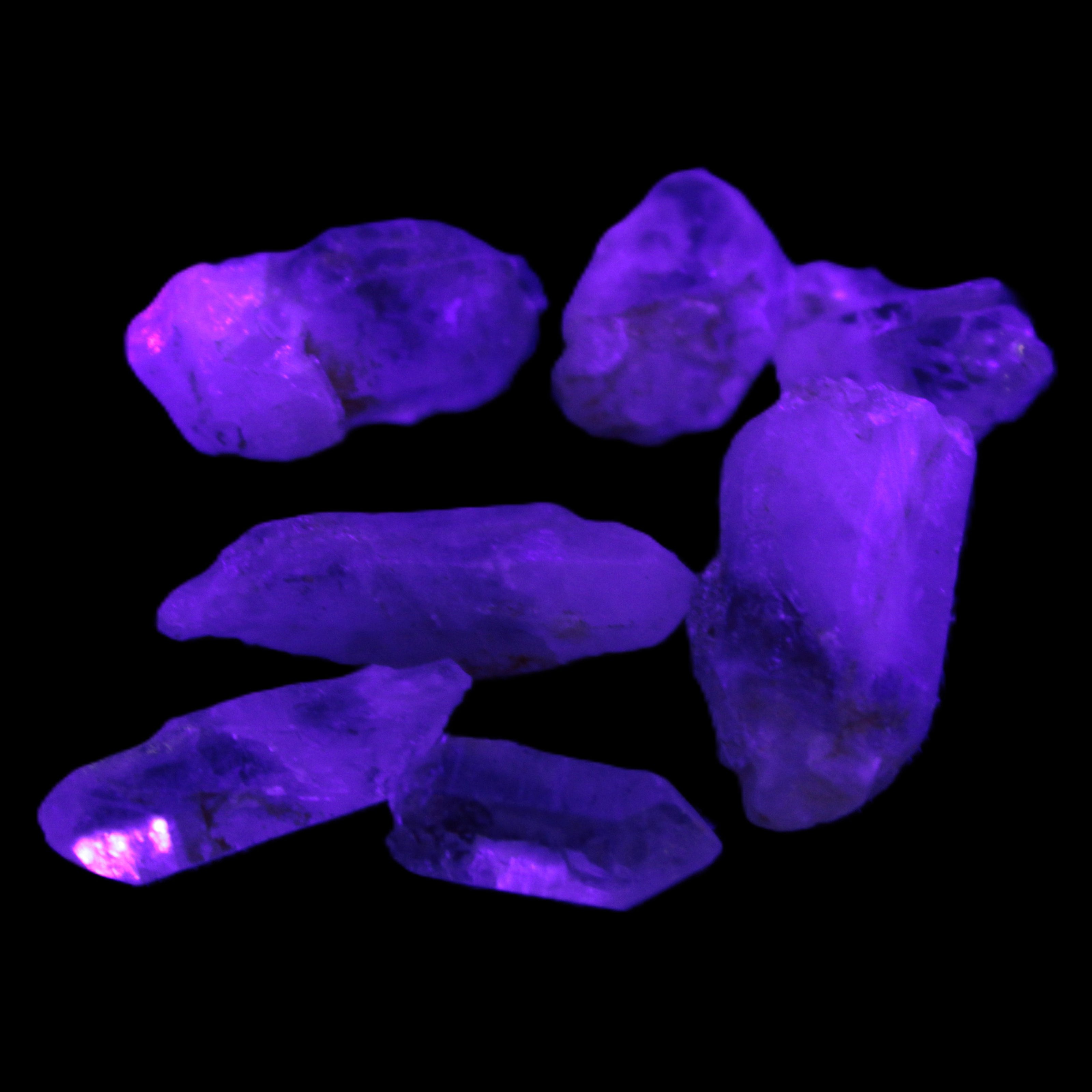 Lepidocrosite Fire Quartz from Namibia 5/6 crystals 5-7g in UV light - Rocks and Things Store