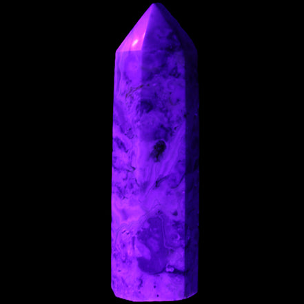 Agate Crazy Claybank Marquis wand 76g in UV light - Rocks and Things Store