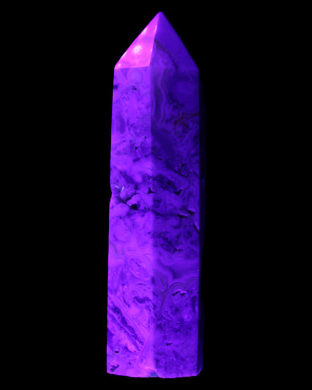 Agate Crazy Claybank Marquis wand 76g in UV light - Rocks and Things Store