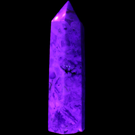 Agate Crazy Claybank Marquis wand 76g in UV light - Rocks and Things Store
