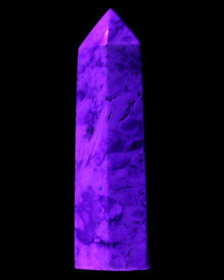 Agate Crazy Claybank Marquis wand 76g in UV light - Rocks and Things Store
