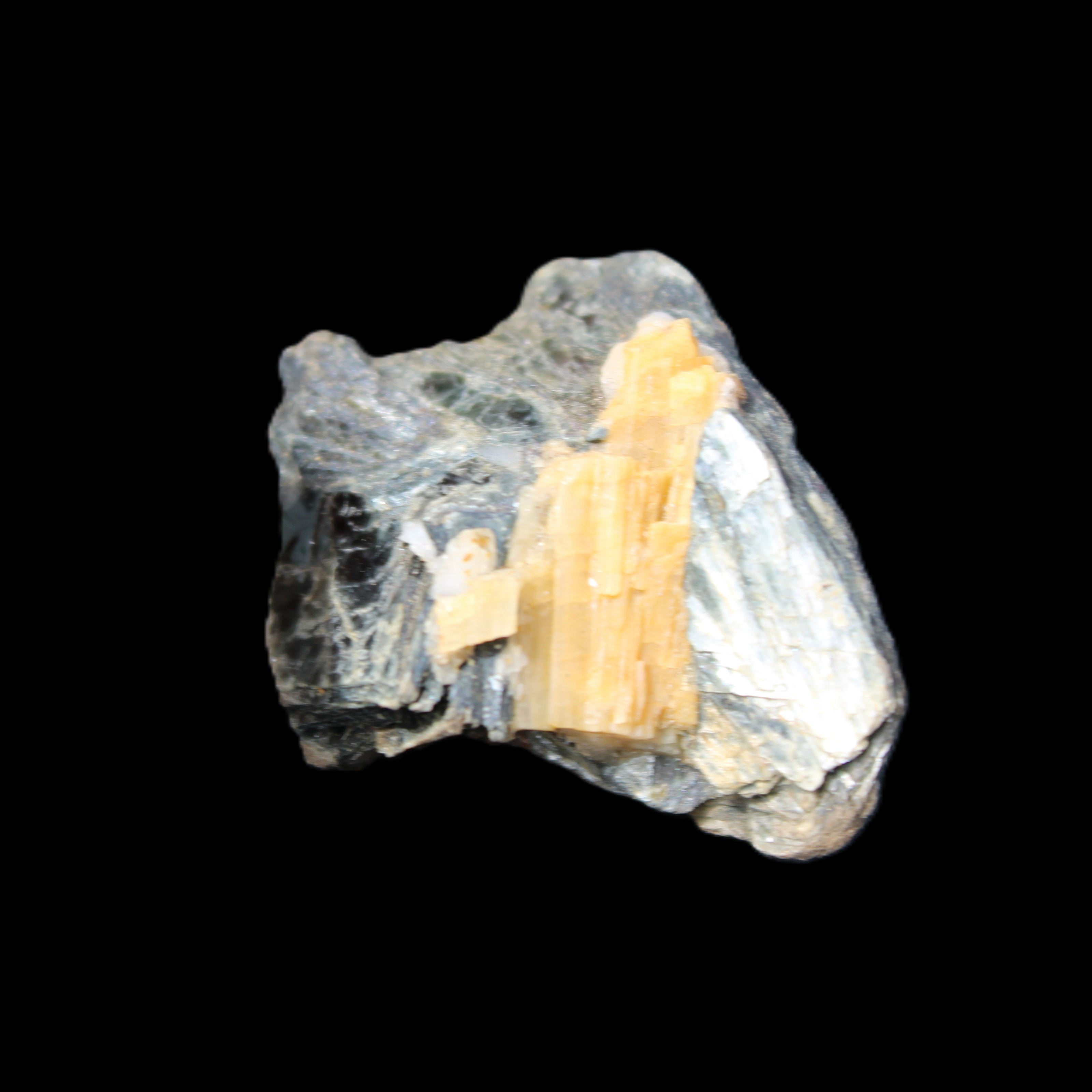 Biotite with Yellow Tourmaline symbosis 28g in sunlight - Rocks and Things Store