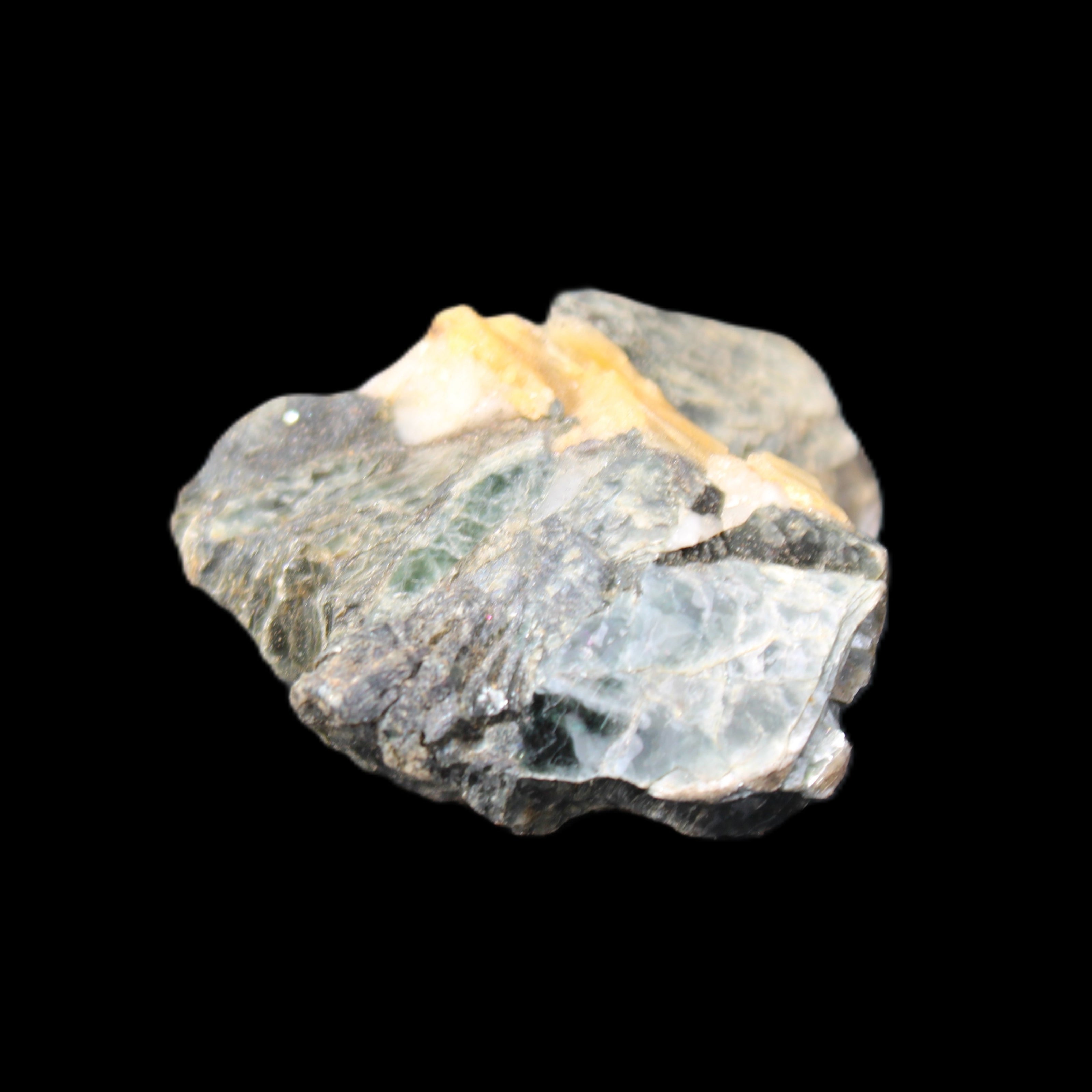 Biotite with Yellow Tourmaline symbosis 28g in sunlight - Rocks and Things Store