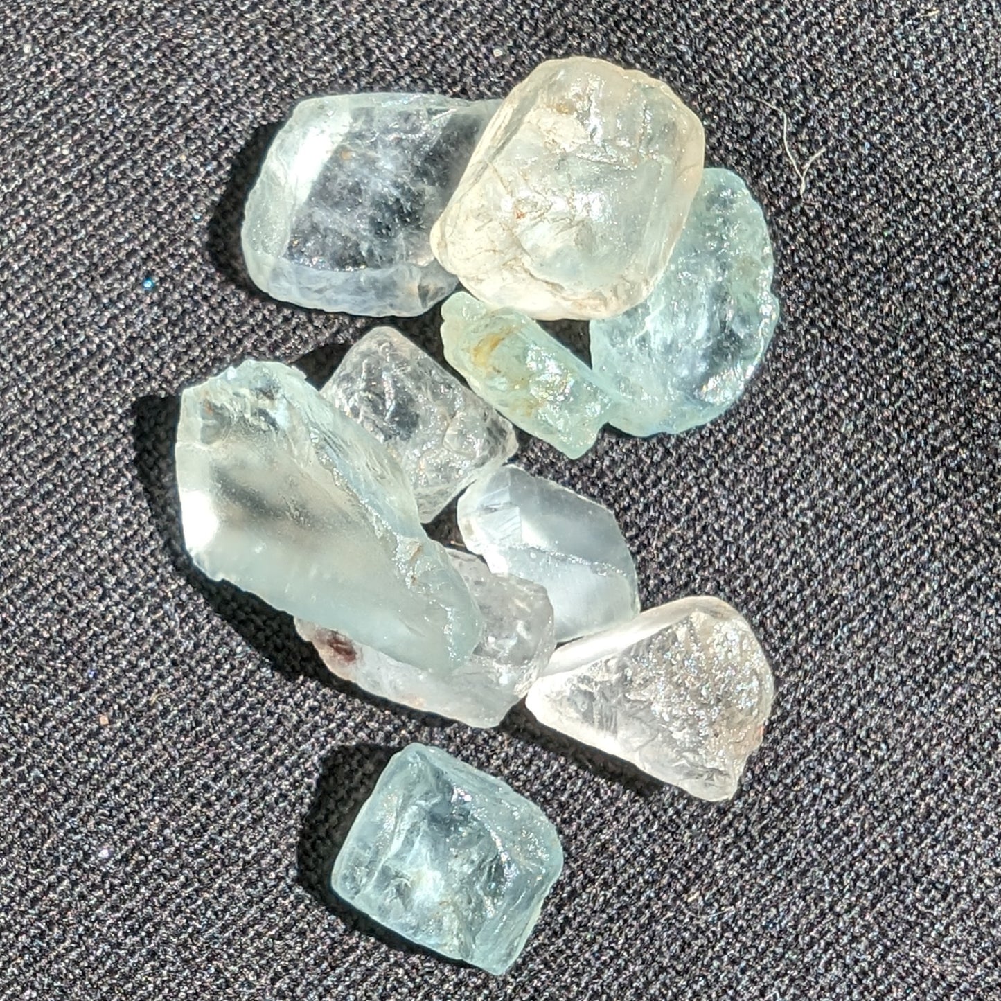 Blue Imperial Topaz 6-10 crystals from Brazil 8g