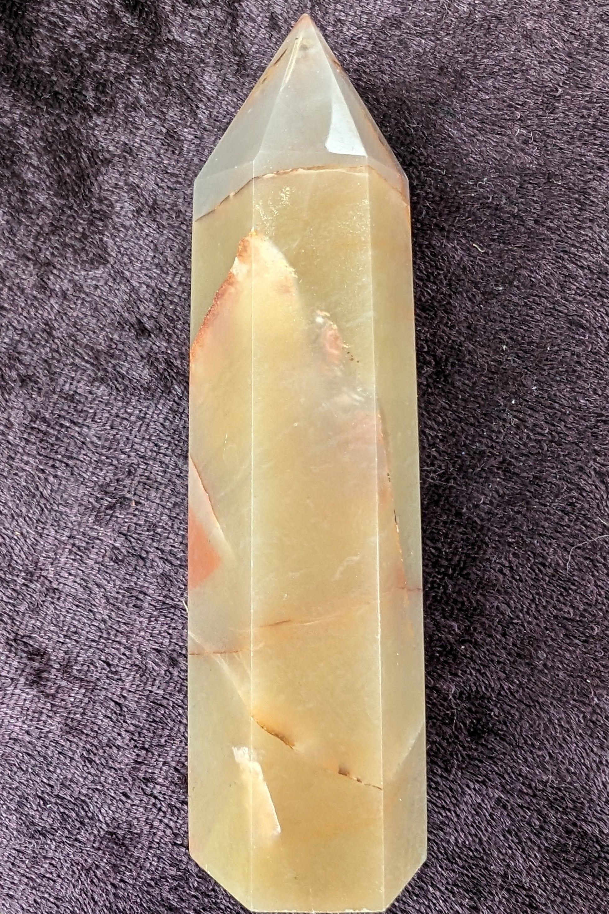 Red and Yellow Chalcedony wand 90g Rocks and Things