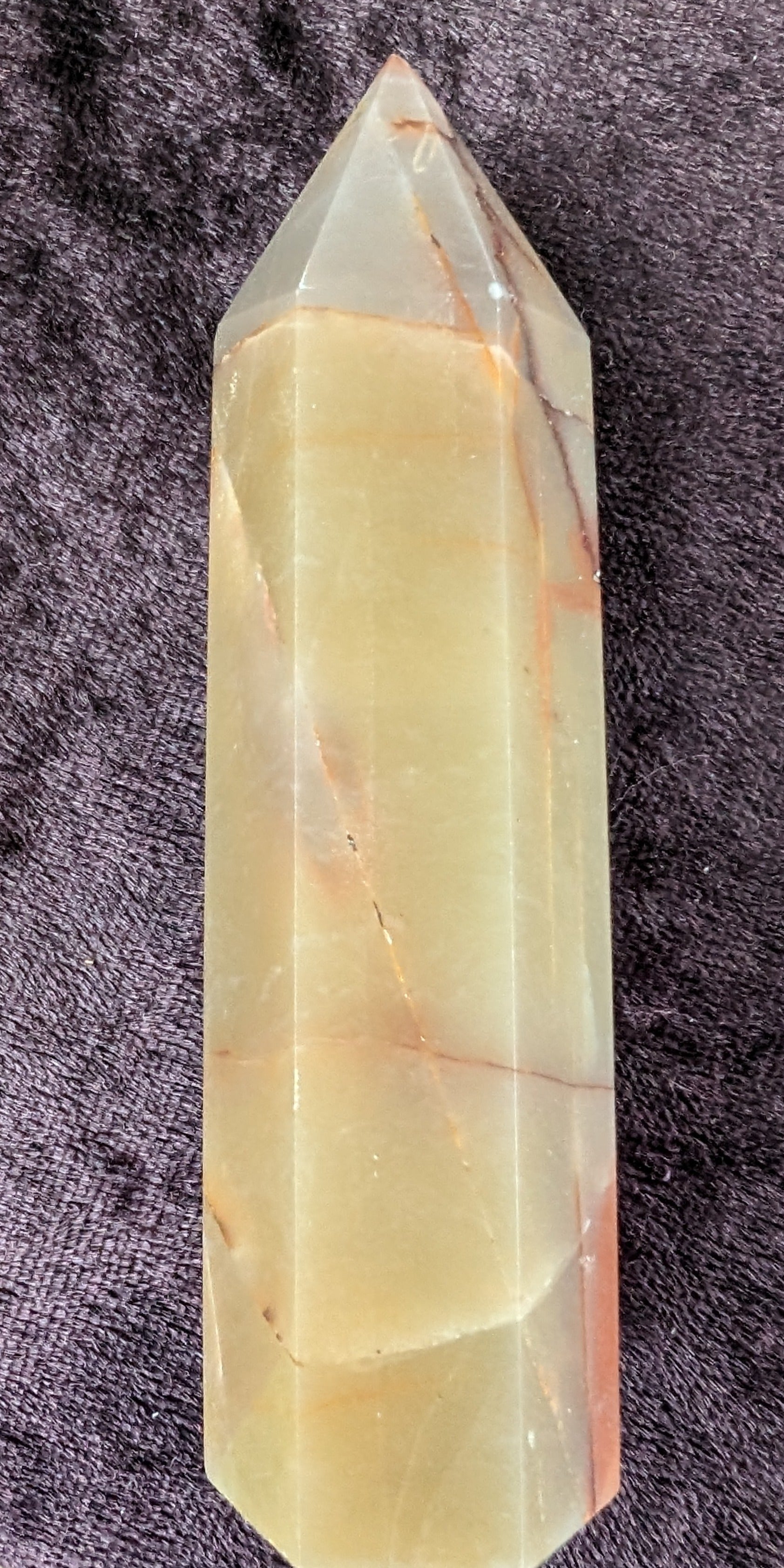 Red and Yellow Chalcedony wand 90g Rocks and Things