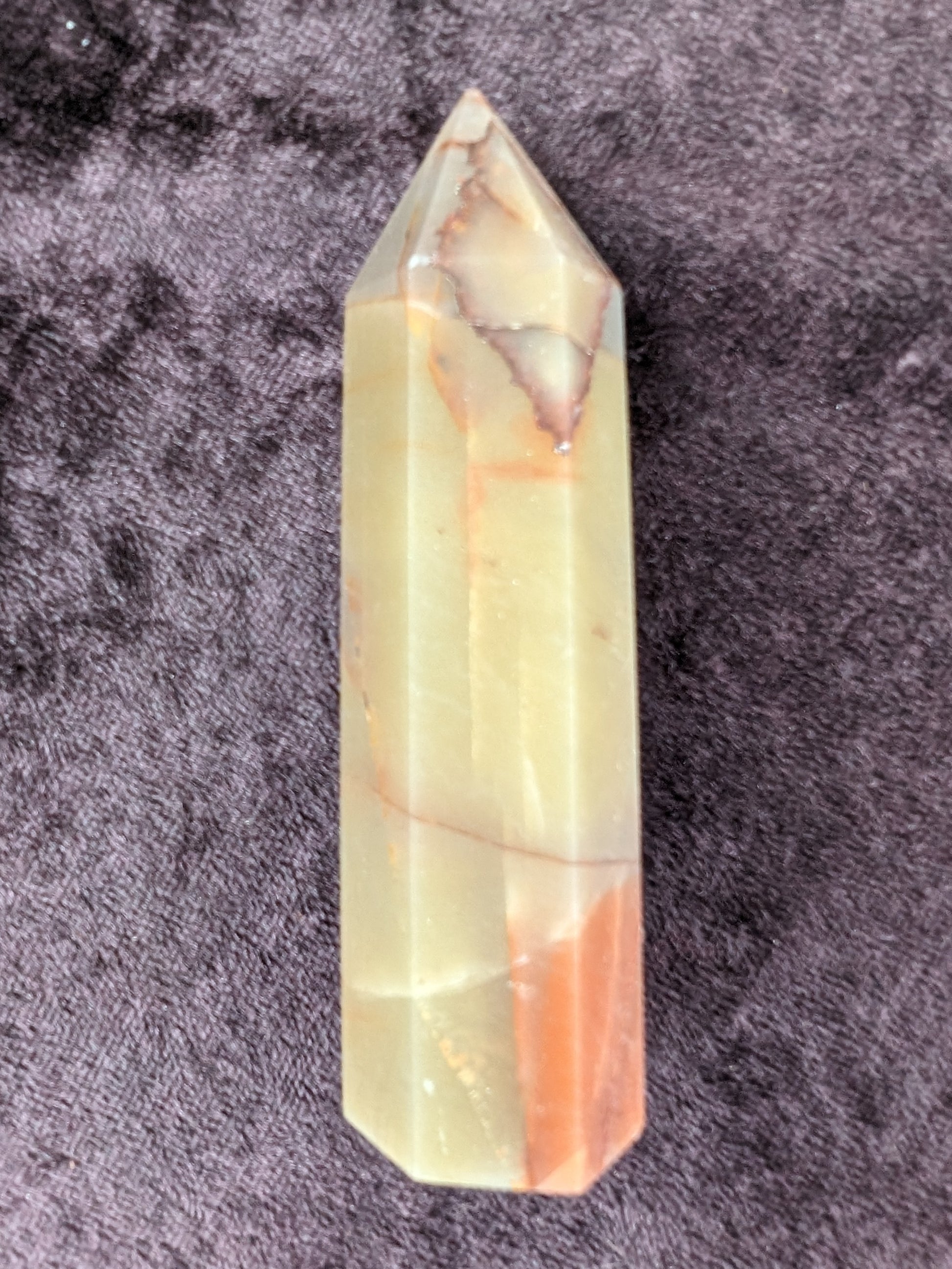 Red and Yellow Chalcedony wand 90g Rocks and Things