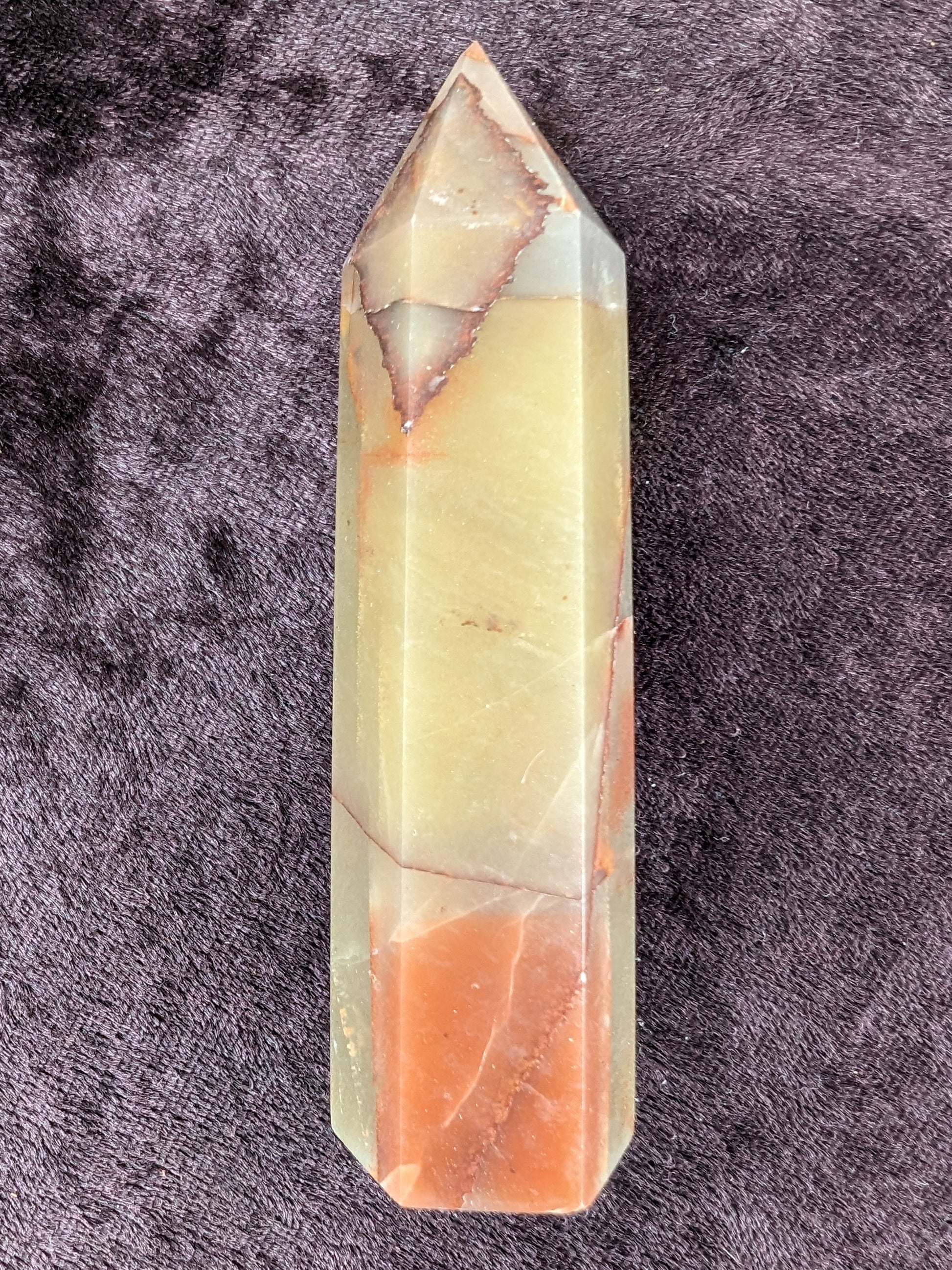 Red and Yellow Chalcedony wand 90g Rocks and Things