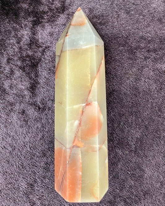 Red and Yellow Chalcedony wand 90g Rocks and Things