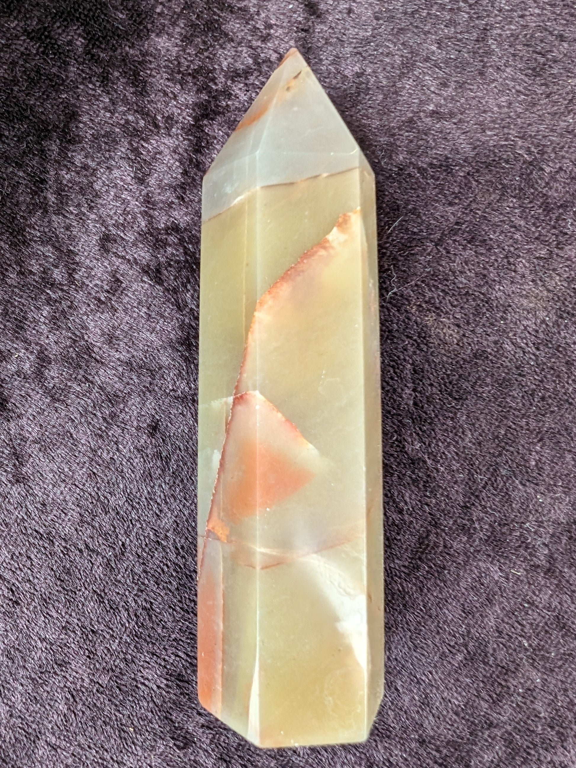 Red and Yellow Chalcedony wand 90g Rocks and Things