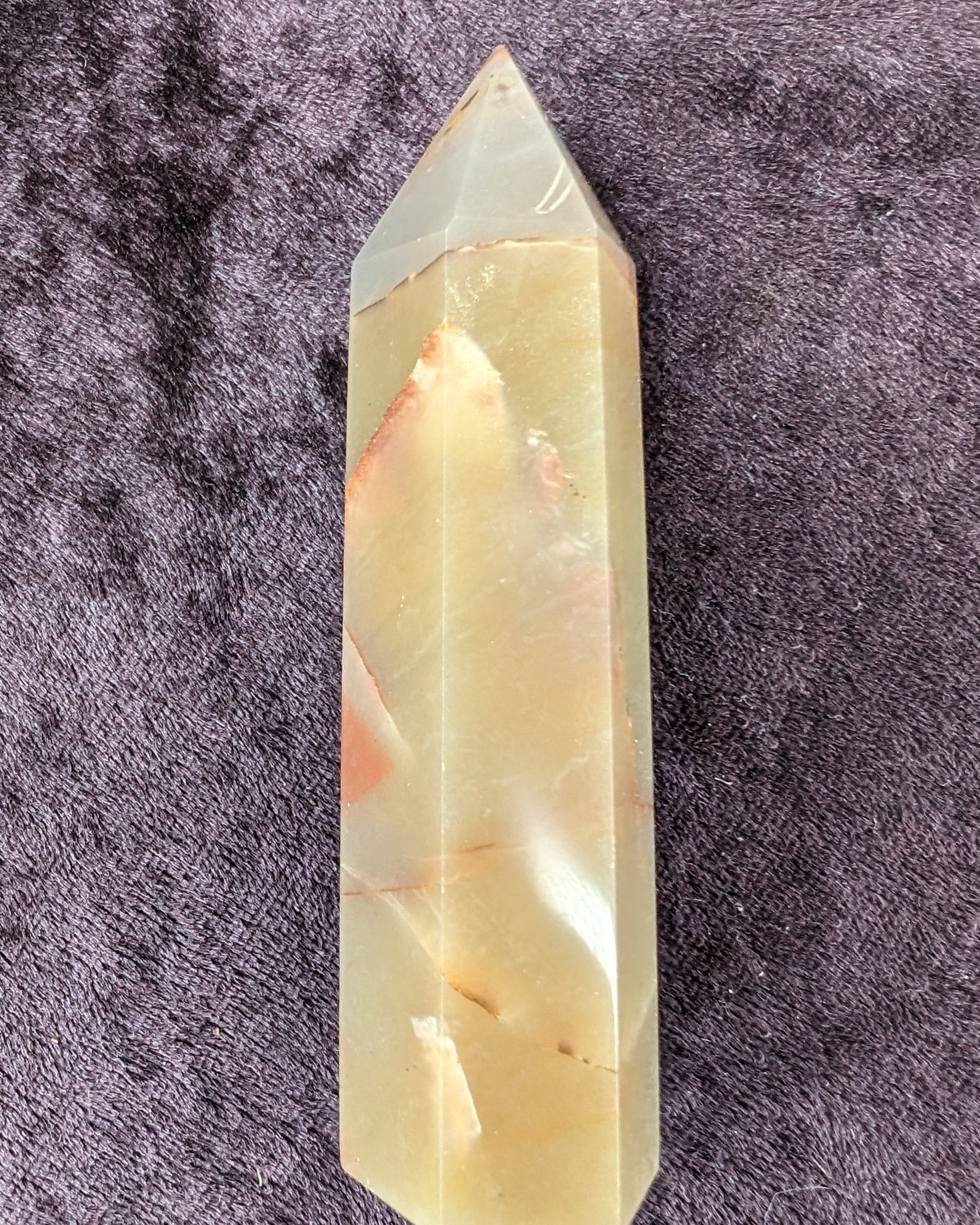 Red and Yellow Chalcedony wand 90g Rocks and Things