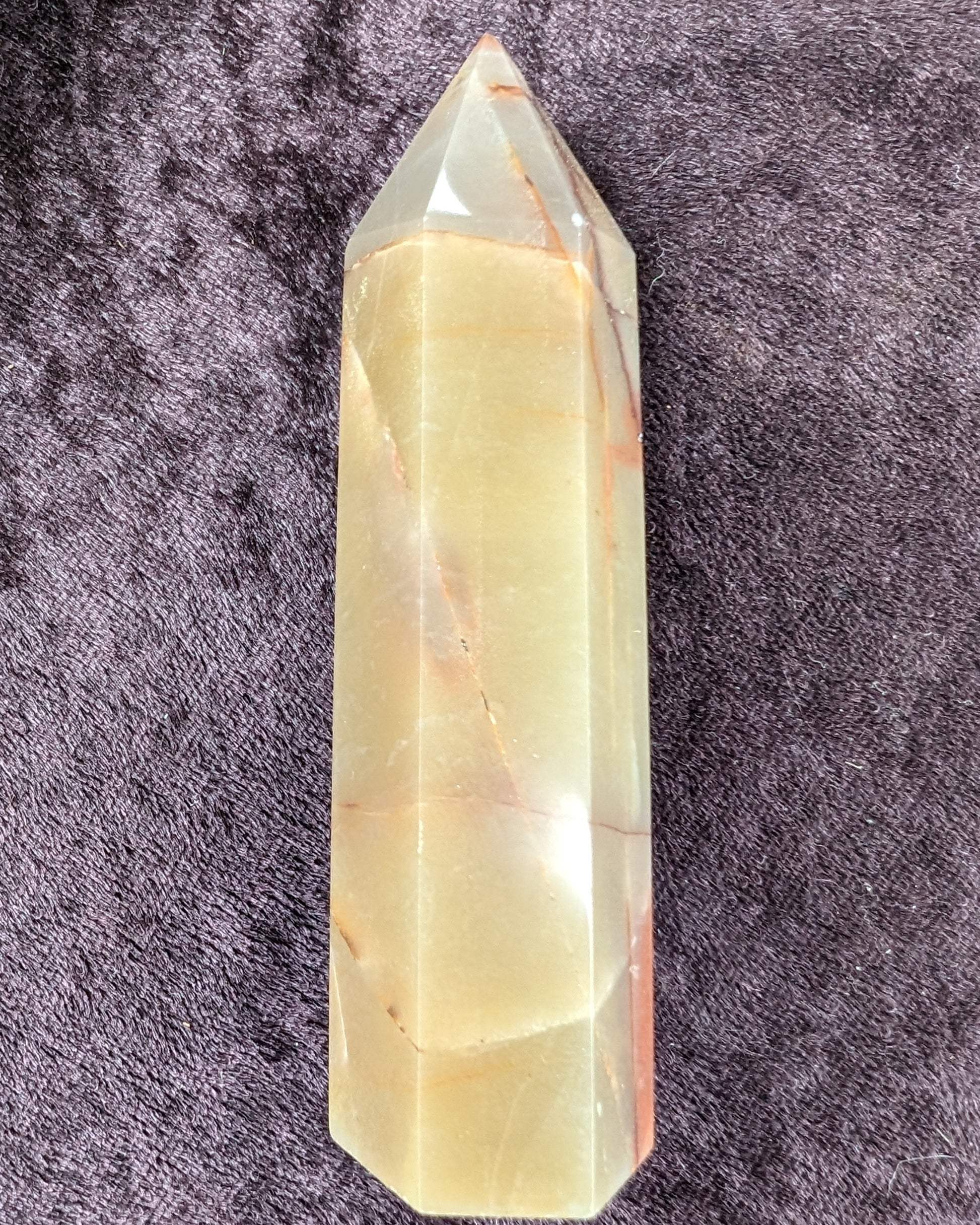 Red and Yellow Chalcedony wand 90g Rocks and Things