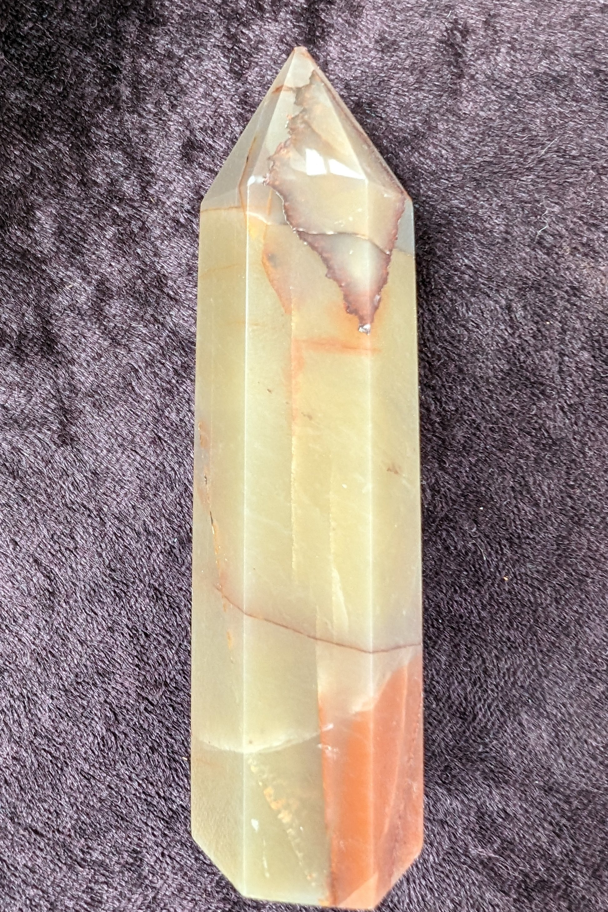 Red and Yellow Chalcedony wand 90g Rocks and Things