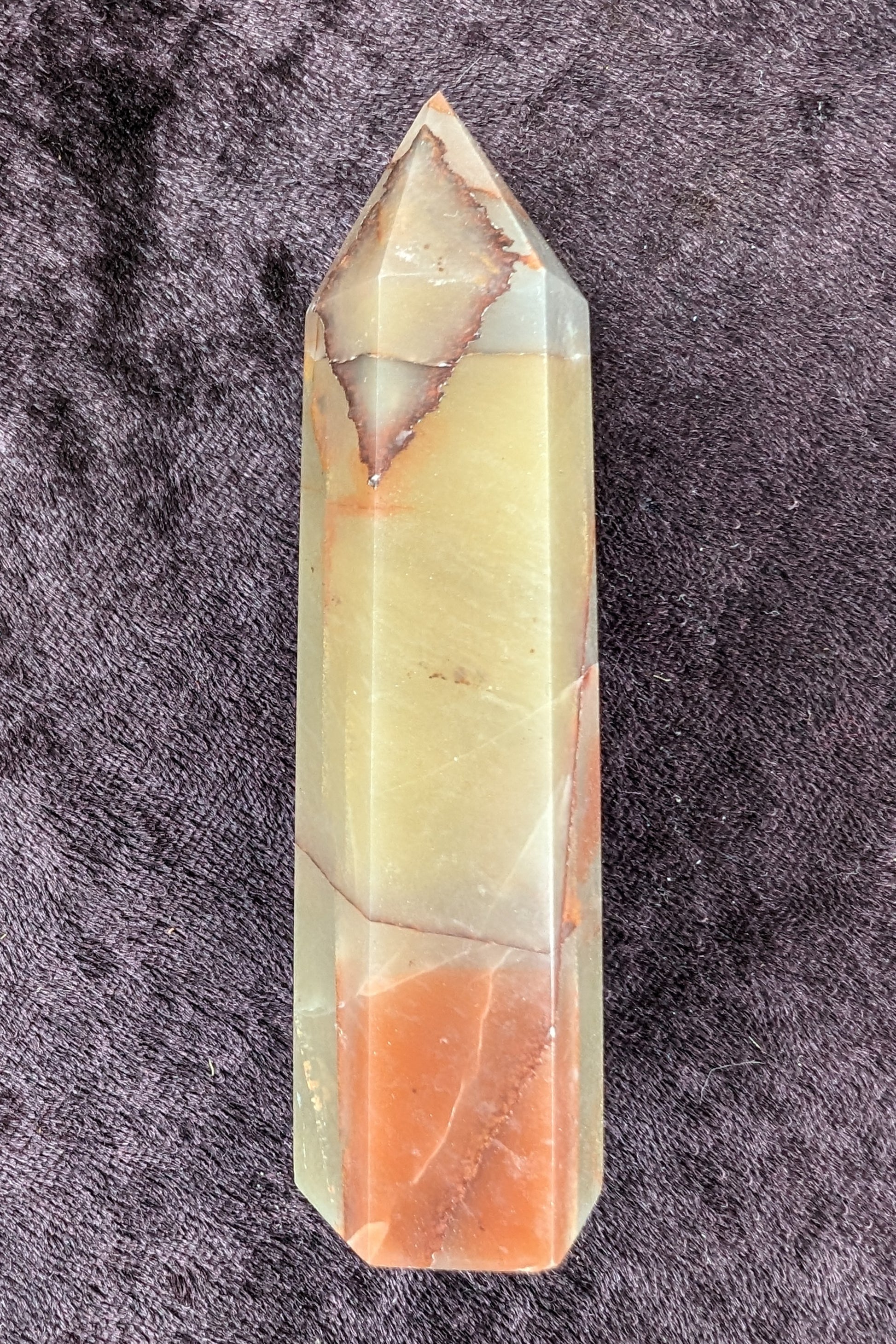 Red and Yellow Chalcedony wand 90g Rocks and Things