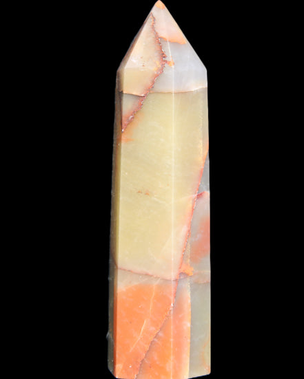 Red and Yellow Chalcedony wand 90g in sunlight - Rocks and Things Store