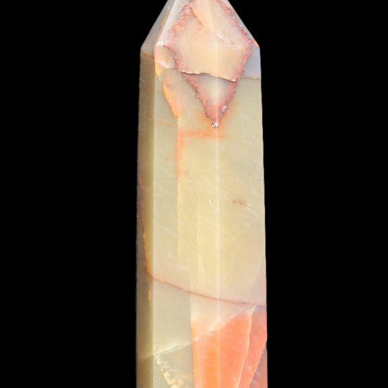 Red and Yellow Chalcedony wand 91mm 90g in sunlight - Rocks and Things Store