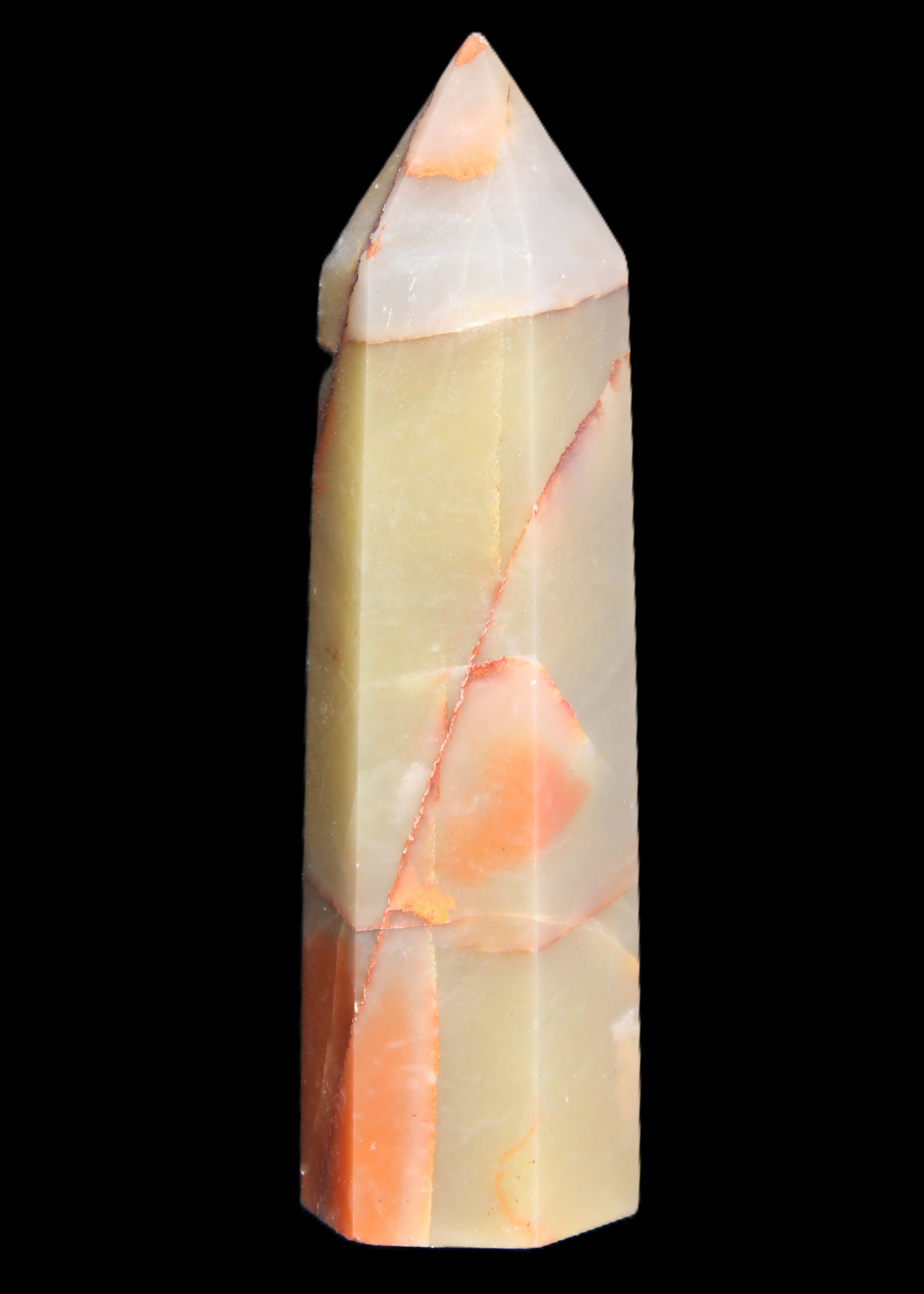 Red and Yellow Chalcedony wand 90g in sunlight - Rocks and Things Store