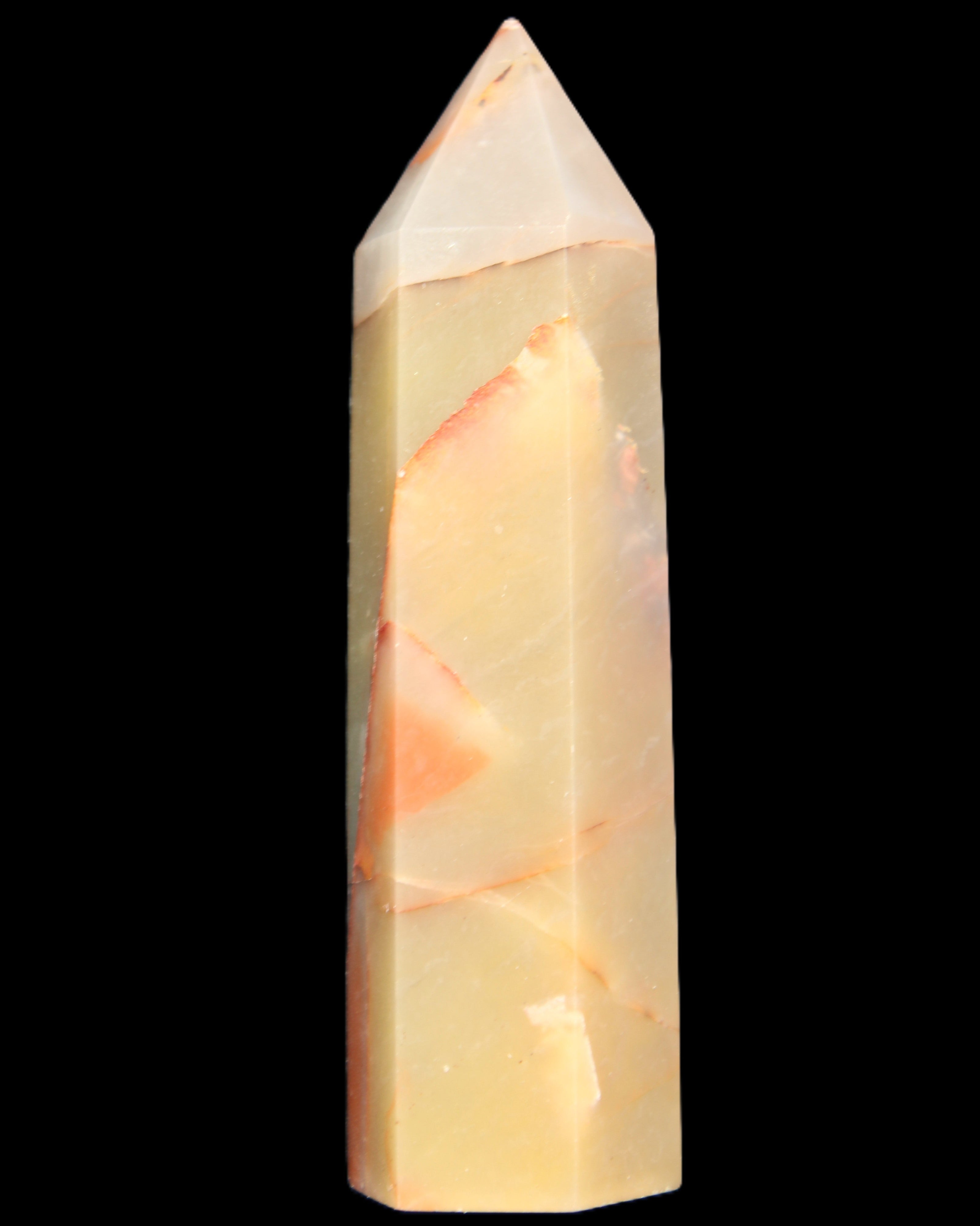 Red and Yellow Chalcedony wand 90g in sunlight - Rocks and Things Store