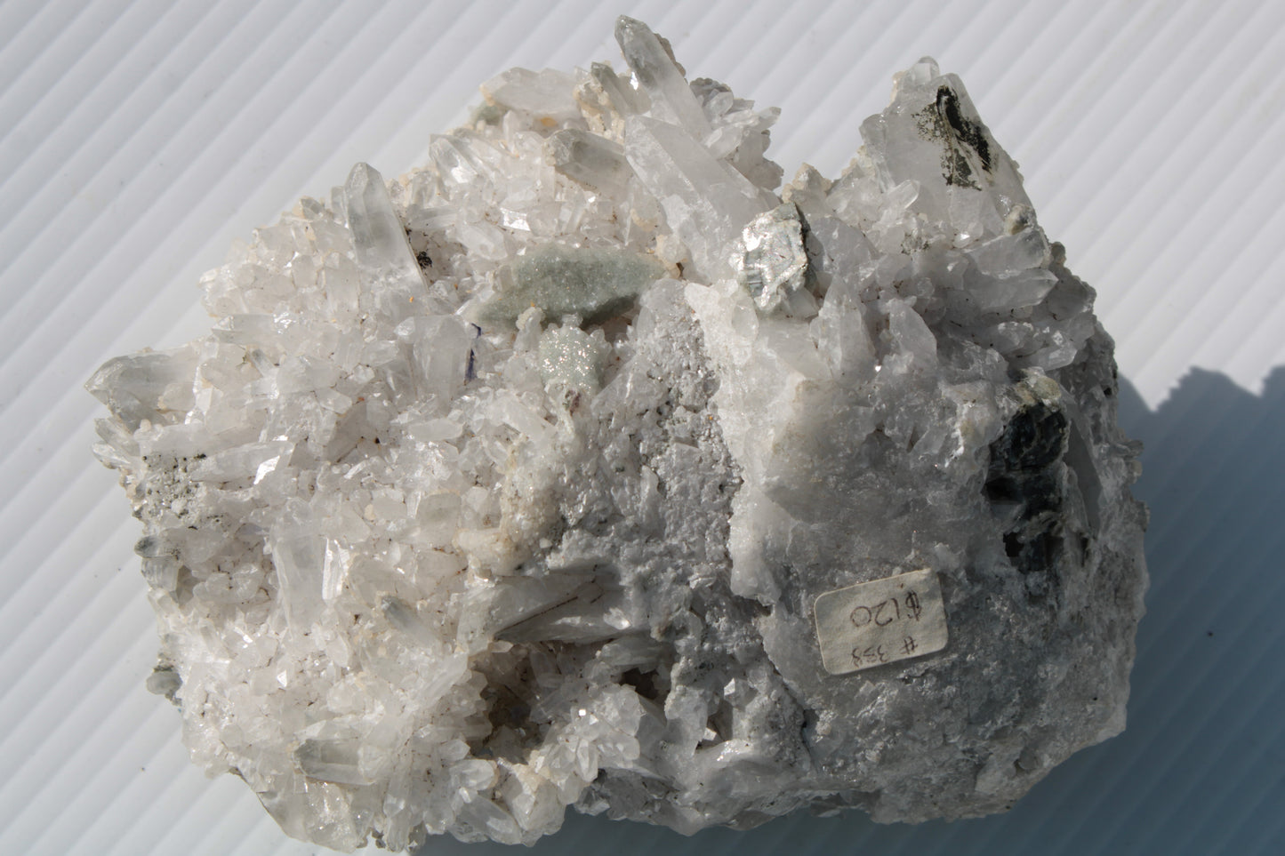 Calcite cluster with sparkly complex Chalcopyrite mineralisation 1340g Rocks and Things